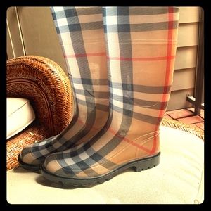 Burberry rain boots.